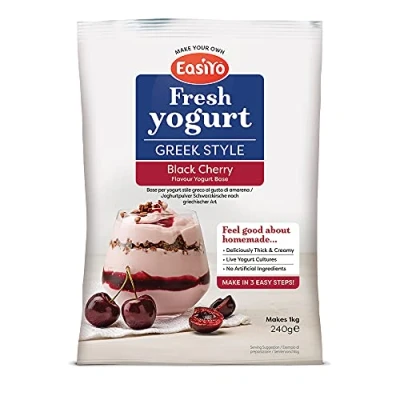Image of Easiyo Greek Style Black Cherry Flavoured Yogurt Sachet 240g Makes 1 Litre Home Made Yoghurt Homemade