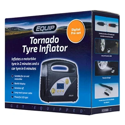 Image of Equip Digital Tyre Inflator 12V Air Compressor Pump with LED Light Plus Valve Adaptors ETI003