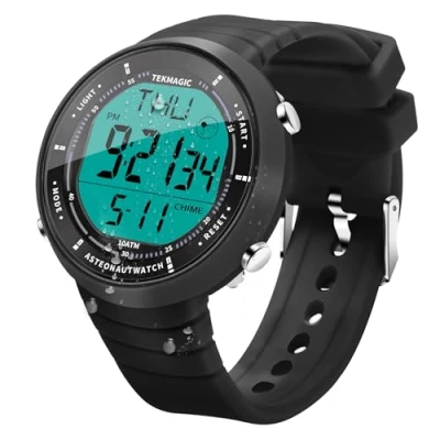 Image of TEKMAGIC Men&#039;s Wrist Watch 10 ATM Waterproof for Swimming and Diving with Alarm Clock, Stopwatch, Timer, Dual Time Zone, Calendar, Backlight, 12 or 24 Hour Format