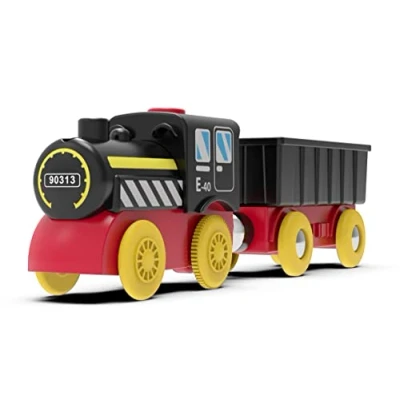 Image of Battery Operated Locomotive Train, Magnetic Train Toy for Wooden Tracks, Motorized Compatible with Thomas, Brio, Chuggington, Melissa &amp; Doug