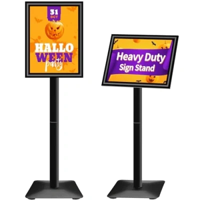 Image of VAIIGO A3 Poster Sign Stand, Adjustable Menu Notice Display Stand with Heavy Duty Cast Iron Base, Floor Standing Holder for Poster, Advertising, Sales, Signage Snap Frame Black