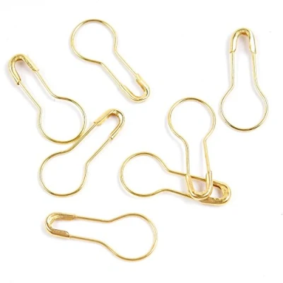 Image of First Steps 50 x Calabash Small Pear Shape Safety Pins Tiny 21mm 2cm Stitch Marker (Gold)