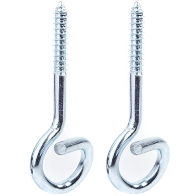Image of 2X Steel Pigtail Screw in Swing Hooks Hanging Loop Spiral Hangers