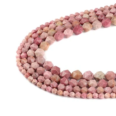 Image of Ruilong AA+ Grade Faceted Beads Natural Stone DIY Precious Gemstone Loose Strand for Jewelry Making (Rhodonite, 8MM)
