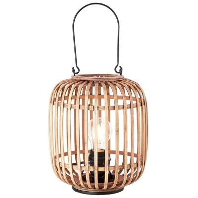 Image of Endon Mathias Complete Table Lamp, Natural Bamboo, Plywood, Matt Black Paint