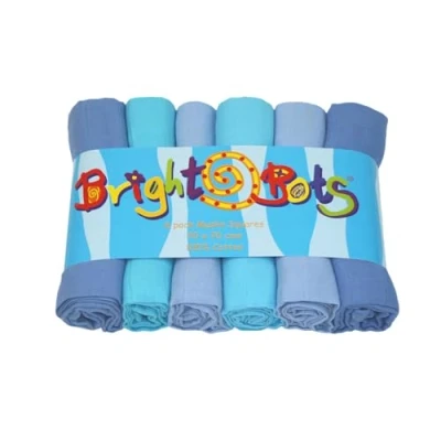 Image of Bright Bots Baby Muslin Squares Burp Cloths Absorbent and Breathable Pure Soft 100% Cotton 6 Pack 70cms (Blue Combo)