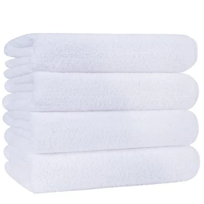 Image of POLYTE Quick Dry Lint Free Microfibre Bath Towel, 76 x 145 cm, Pack of 4 (White)