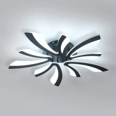 Image of Comely LED Ceiling Lamp Modern, 50W 5625LM Light, Large Lighting for Living Room Bedroom, 72cm, Cold White Light 6500K, Black