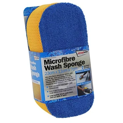 Image of Streetwize Extra Tough Microfibre Car Wash Sponge Machine Washable Ideal For Cleaning: Cars, Interior, Wheels, Alloys and Motorcycles