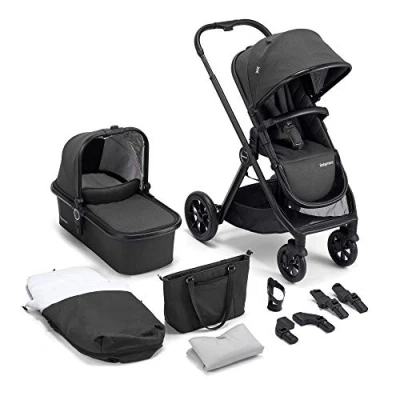 Image of Babymore Memore V2 Pram Pushchair 11 Piece Black Espresso