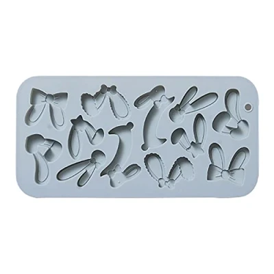 Image of aieibuy 12 Cavity Rabbit Ear Fondant Cake Decorating Silicone Mold Pastry Chocolate Mould Candy Ice Cream DIY Baking Tool
