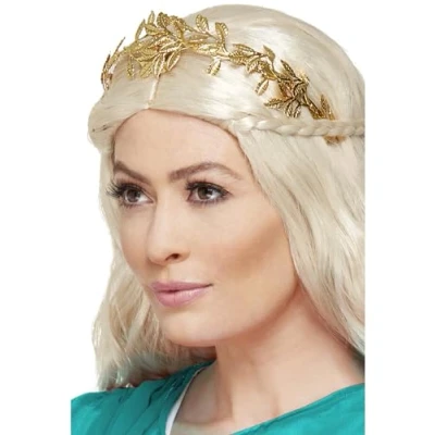 Image of Smiffys Grecian Leaf Headband, Gold, Legends &amp; Myths Fancy Dress, Ancient Greek Dress Up Accessories