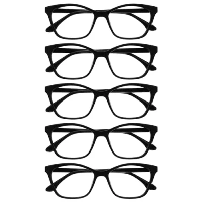 Image of OPULIZE KAT Reading Glasses 5 pack Cat Eye Frame Black Men &amp; Women Spring Hinges RRRRR59 1 +2.00
