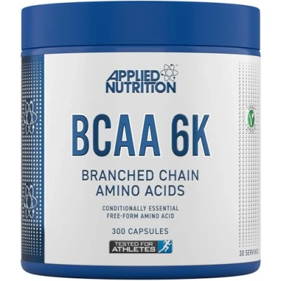 Image of Applied Nutrition BCAA 6000mg Capsules Branched Chain Amino Acids 6K, Leucine, Isoleucine &amp; Valine, for Endurance, Performance Recovery, Vegan (300 Tablets 30 Servings)