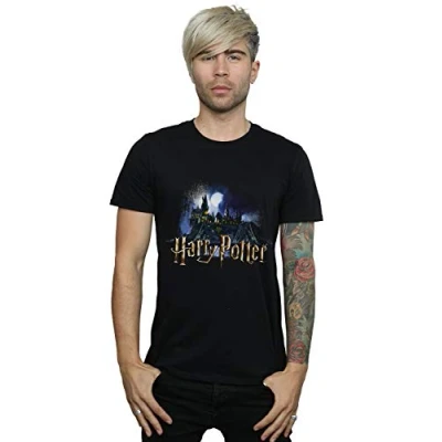 Image of Absolute Cult Hary Potter Men&#039;s Hogwarts Castle T Shirt Black Large
