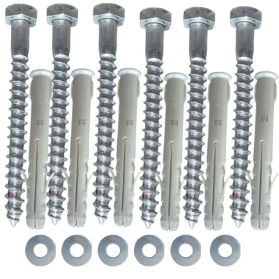 Image of Inbrackets Value M8 x 80mm Masonry Brick Wall Fixing Screw Bolts with Plugs &amp; Washers HEAVY DUTY ANCHORS for Aerial Satellite Sky Dish Fence shelves decking Mounting (6)
