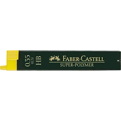 Image of Faber Castell Miscellaneous Super Polymer Fineline Lead, 0.35mmBlack, HB, For Art, Craft, Drawing, Sketching, Home, School, University, Colouring