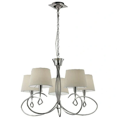 Image of Mara Ceiling Pendant 5 Light E14, Polished Chrome with Ivory White Shades