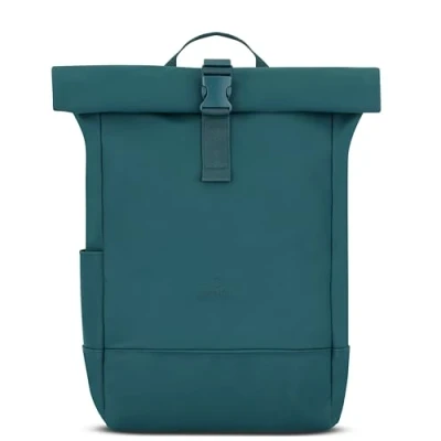 Image of Johnny Urban Backpack Womens &amp; Mens Green Harvey Medium Sleek Roll Top Laptop Rucksack for Work Travel University Ladies Daypack Water Repellant