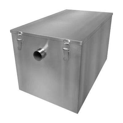 Image of Commercial Grease Trap 120L Under Sink Interceptor 18KG Stainless Steel Waste Fat Oil Water Separator Filter Restaurant Kitchen Takeaway Hotel Café 50mm Inlet Outlet Compact 41cm H x 45cm W 65cm D
