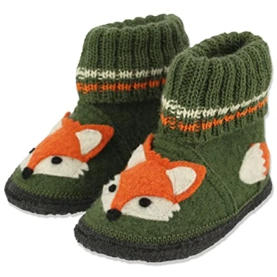 Image of Beck Fox Slipper, Green, 6 UK Child
