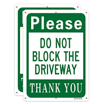 Image of &quot;Please Do Not Block The Driveway&quot; Sign, No Parking Metal Sign 25 X 18CM Reflective Aluminum, Easy Mounting, Rust Free/Fade Resistance, UV Protected,2 Pack