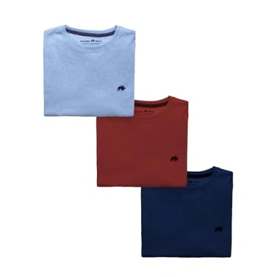 Image of Raging Bull Mens Classic Organic Cotton T Shirt (Pack of 3) (4XL) (Blue/Red/Navy)