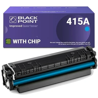Image of BLACK POINT Toner Compatible with W2031A (HP 415A) Chip Cyan for HP Color Laserjet Pro: M454dn, M454dw, MFP M479dw, M479fdn, M479fdw, M479fnw TÜV Certified