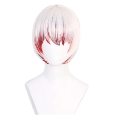 Image of RiRaku Anime Cosplay Wig Jouno Saigiku White Mixed Red Short Halloween Costume Wig,For Christmas Carnival Party