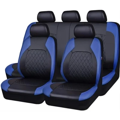 Image of PHOENIX95 Car Seat Cover for Nissan Navara 2018 2019 2020 2021 2022 2023 2024, Leather Front Back Full Surround Protectors Pad Breathable Waterproof, Covers, Accessories,Blue