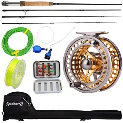 Image of Sougayilang Fly Fishing Rod Reel Combos with Lightweight Portable and CNC machined Aluminum Alloy Reel,Fly Complete Starter Package