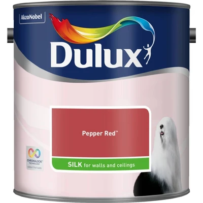 Image of Dulux Walls &amp; Ceilings Silk Emulsion Paint, Pepper Red, 2.5 Litres