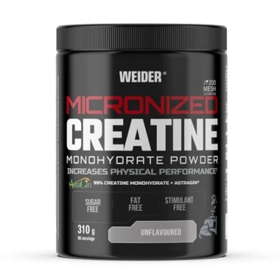 Image of Weider Micronized Creatine Monohydrate Powder (310g) UnFlavoured. 99% 200 Mesh Ultrafine with AstraGin, No Sugar, Fat, Vegan, Increases Physical Performance (90 Servings)