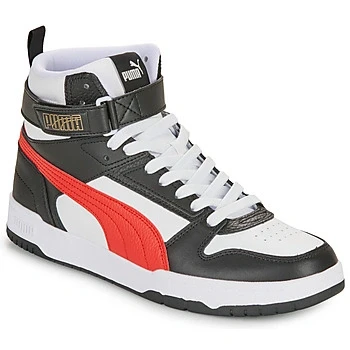 Image of Puma Rebound Unisex Hightop trainers, Size: 8, White/black/chocolate chip High quality imitation leather