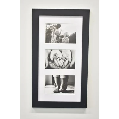 Image of DEENZ 3 Multi Aperture Frame Photos Picture Wall Family Rules Collage Photo 26x43cm (Black)