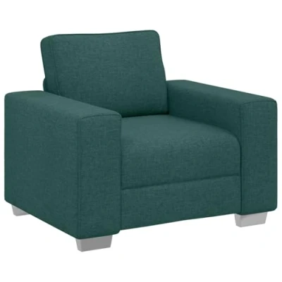 Image of vidaXL Ergonomic Armchair Dark Green for Reading in the Living Room Polyester Fabric Upholstered Modern Wooden Frame Elegant Comfortable Seat Furniture Relaxing at Home