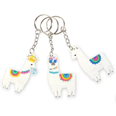 Image of 2x Soft PVC Llama Keychains Alpaca Pendant/Charm Key Ring
