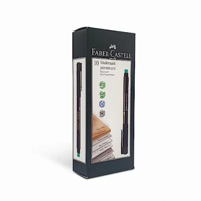 Image of Faber Castell Multimark Permanent Fine Marker Black (Box of 10)