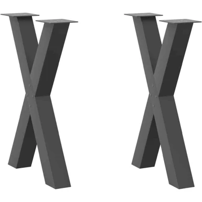 Image of vidaXL Dining Table Legs/Steel Legs X Shaped Anthracite Frame for Room or Patio 50x(72 73) cm