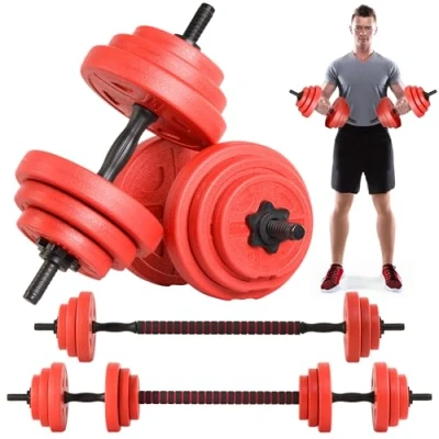 Image of Gallant 20kg Adjustable Dumbbells Set, 2 in 1 and Barbell Hand Free Weights Set for Strength Training, Weight Lifting, Bodybuilding Sets Men Women