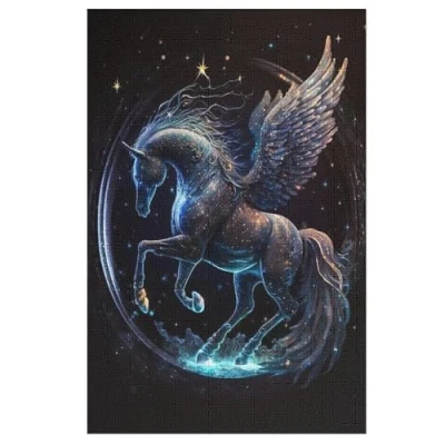 Image of 1000 Piece Jigsaw Puzzle Pegasus for Adults Wooden Puzzles Educational Game Challenge Toy （78x53cm）