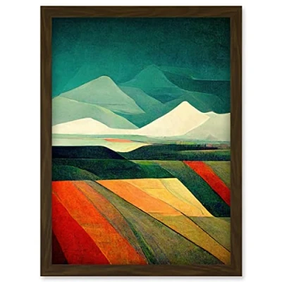Image of Doppelganger33 LTD Modern Semi Abstract Colourful Landscape Artwork Framed Wall Art Print A4