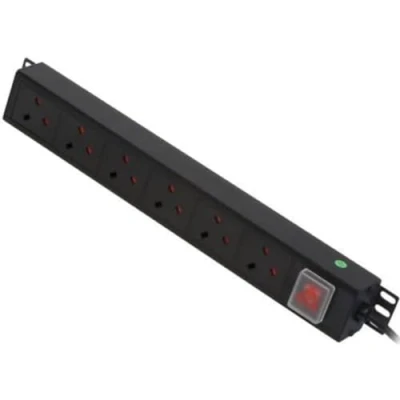 Image of Lindy 6 Way Vertical Mount PDU (Power Distribution Unit), IEC C14 Male to x UK Mains Sockets, Switched, 3m Cable for Home, Office and Industrial Use