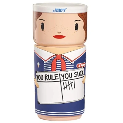 Image of CosCups by Numskull Stranger Things Robin Buckley Scoops Ceramic Mug Gift with Rubber Sleeve 400ml Official Merchandise