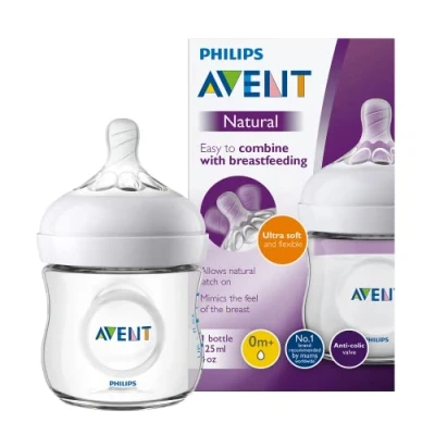 Image of Philips Avent Natural New born Feeding Bottle, 125 ml (Pack of 1), Transparent