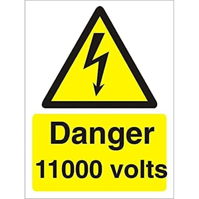 Image of Seco Danger 11000 Volts Sign, 150mm x 200mm Self Adhesive Vinyl