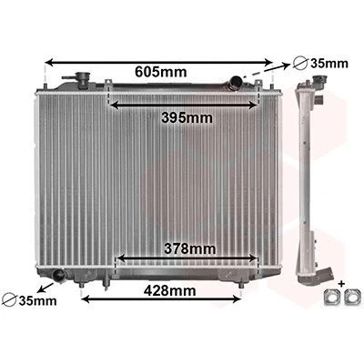 Image of 1378035, WL2115200A, WL2115200B Engine radiator VAN WEZEL 27002171 Aluminium 450mm 635mm 26mm Brazed cooling fins FORD: Ranger Mk2, Mk2
