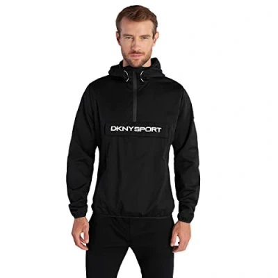 Image of DKNY Mens Downwind 1/4 Zip Jacket Black L