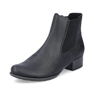 Image of Rieker Women Ankle Boots 78600, Ladies Chelsea Boots,Low Boots,Half Boots,Bootie,Slip Boot,Flat,Black (Schwarz / 01),40 EU 6.5 UK