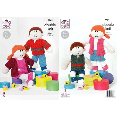 Image of King Cole 9141 Knitting Pattern Rag Dolls Toys in Big Value DK